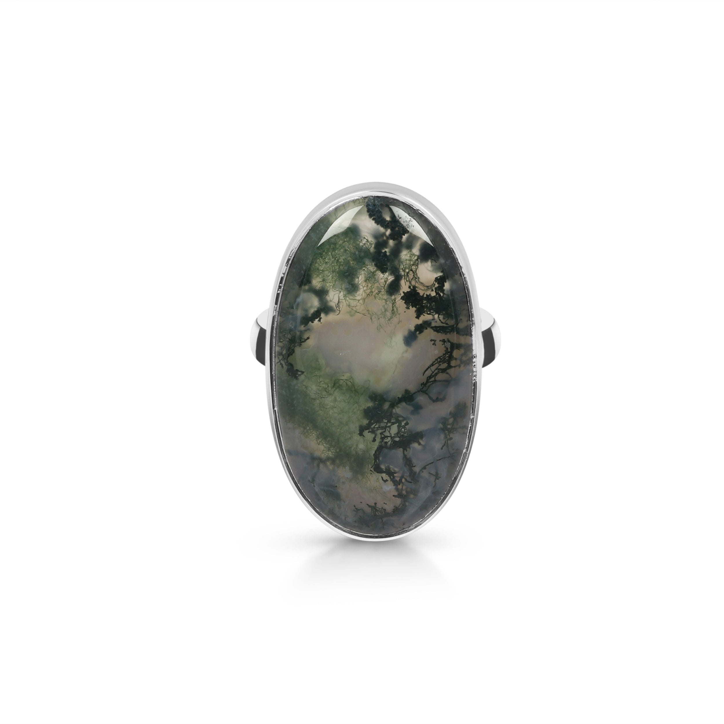 Moss Agate Adjustable Ring-(MOA-R-10.)